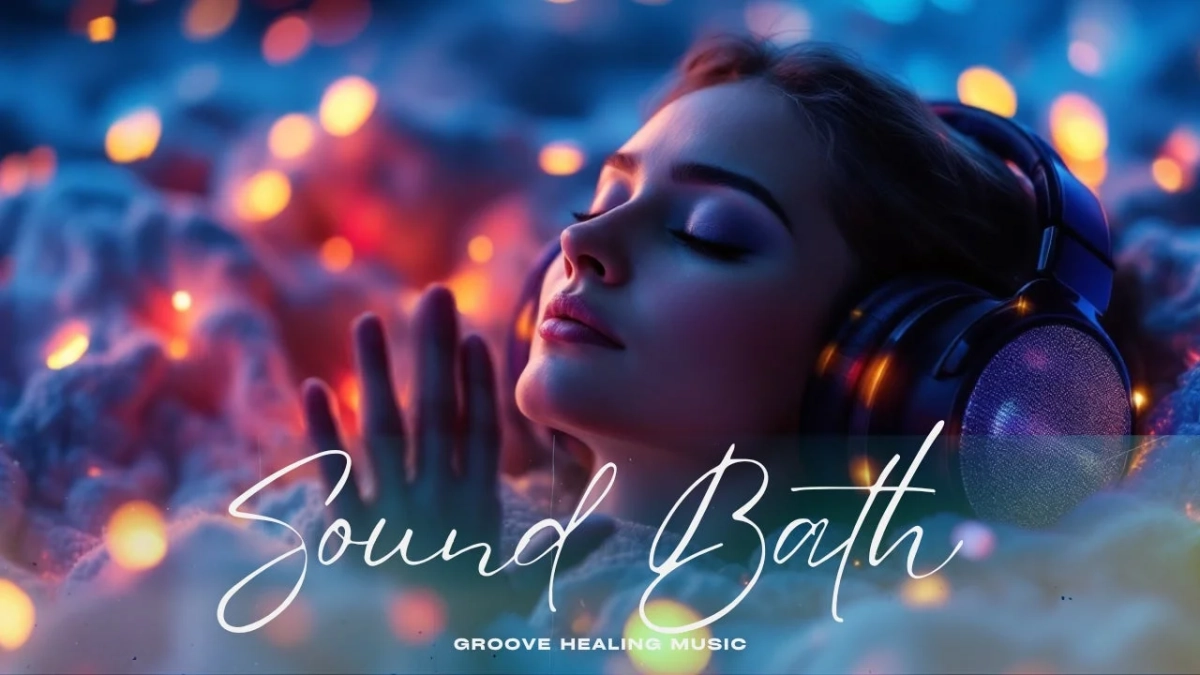 ヘッドホンをつけた女性