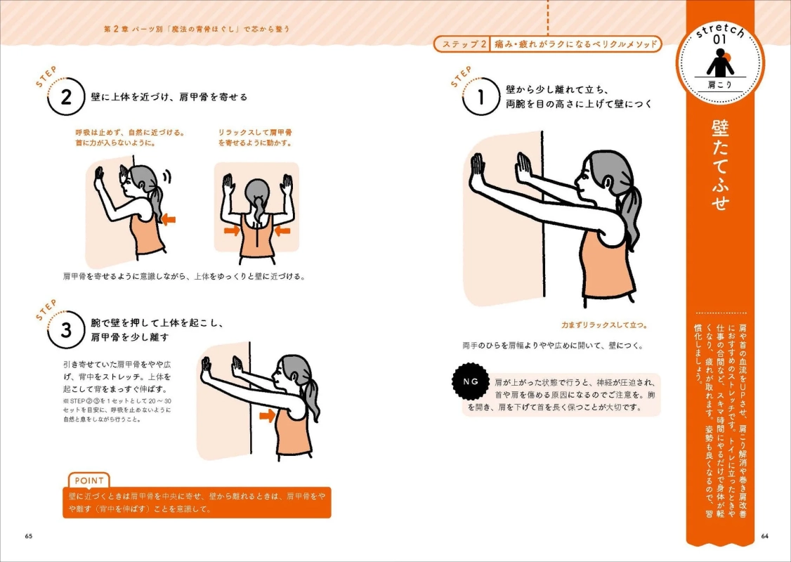 壁たてふせストレッチの解説