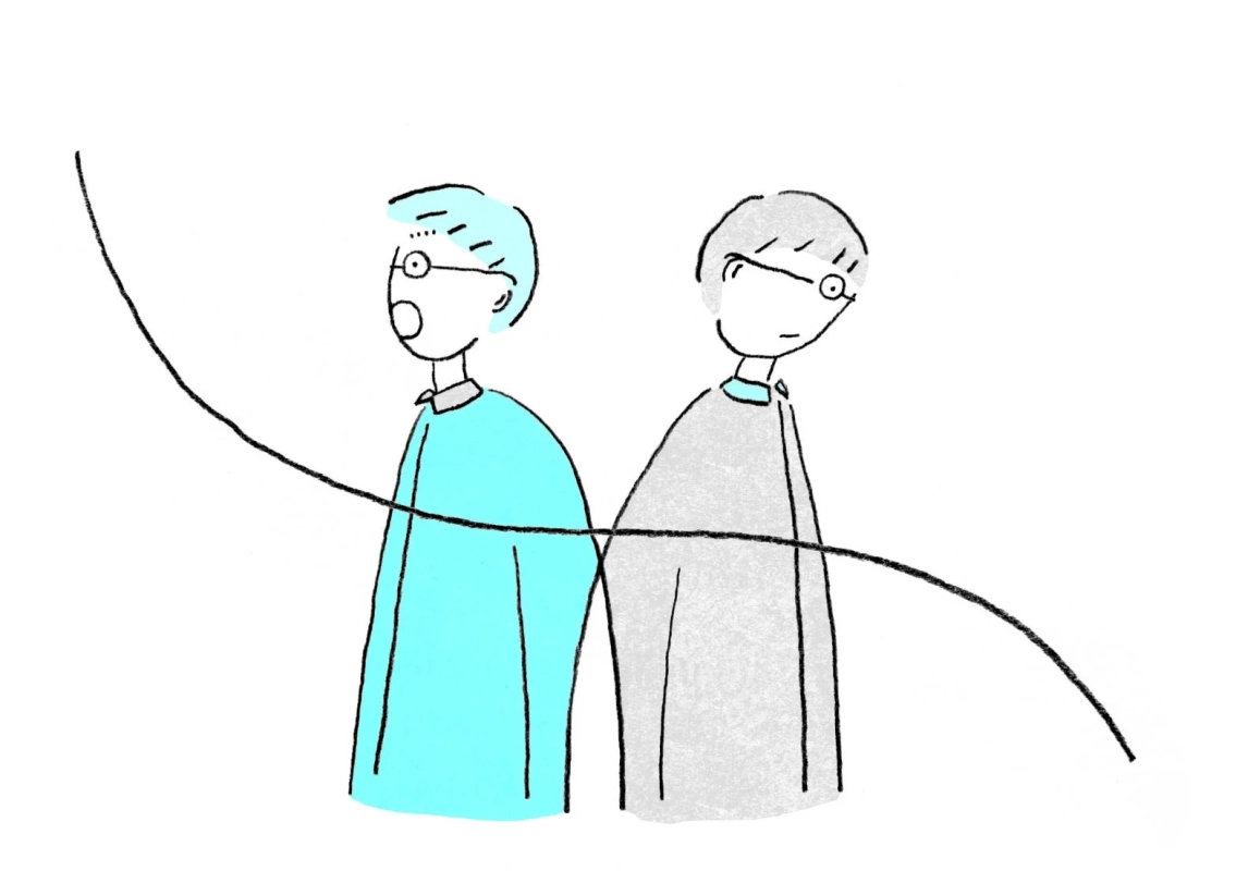 異なる視点の人物イラスト