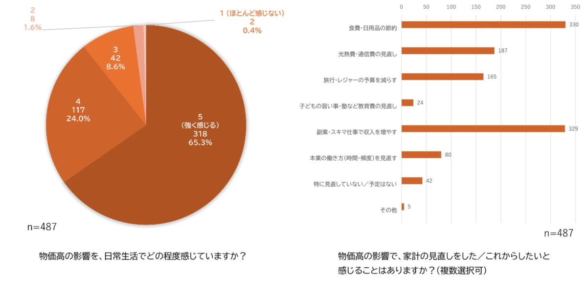 物価高実感と家計対策のグラフ